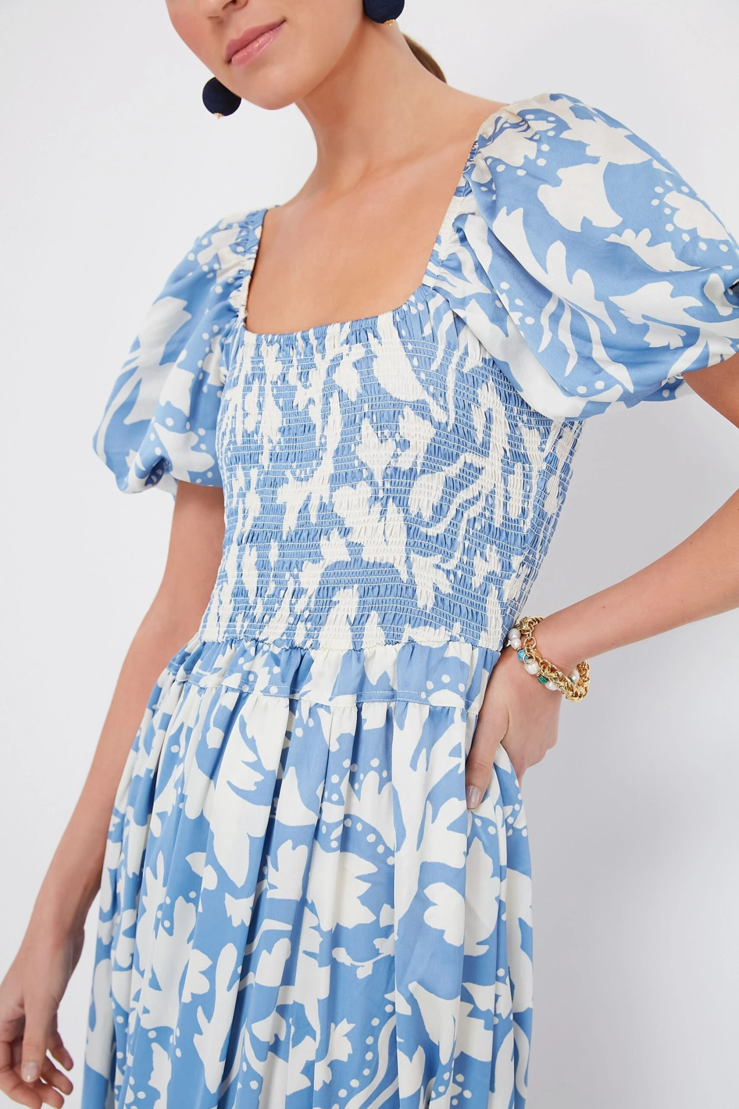 Blue Puff Sleeve Midi Dress 7 Blue Puff Sleeve Midi Dress - Image 5
