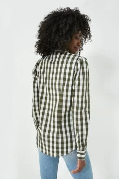 Forest Gingham Puffed Shoulder Shirt -Loeffler Cloth Shop d2cJZy0vTR19J1dzudncBBLXKP5nnx6c 1
