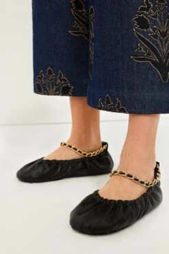 ULLA JOHNSON Noir Leather Ballet Flats With Chain -Loeffler Cloth Shop dBGWcYzINFDpYyi5f6UGJzy3ozXJgL7A 1