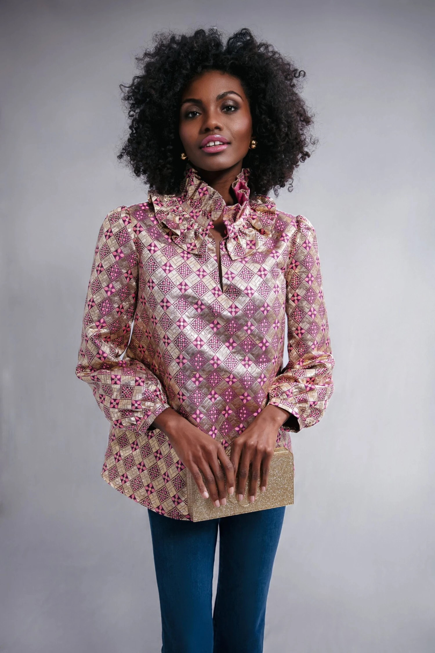 Gold Sparkle Flower Clutch 7 Gold Sparkle Flower Clutch - Image 5