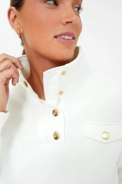 White Snap Neck Bailey Pullover -Loeffler Cloth Shop df1dk5myEyRgbEBkLJrCnrvmf1fu2SqJ 1