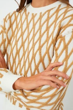 Tan & Cream Toni Trellis Crewneck -Loeffler Cloth Shop e1P3KEL3kMmBscFMClV3fUaoJeh61ly4 1