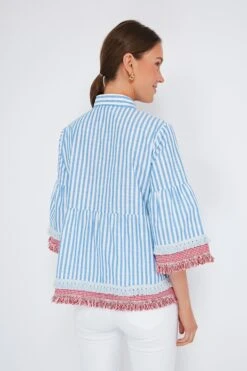 Savannah Stripe Quarter Length Crawford Blouse -Loeffler Cloth Shop e1VylNGxVGNHIxnaoUfxPRFNYwO9KIl2 1