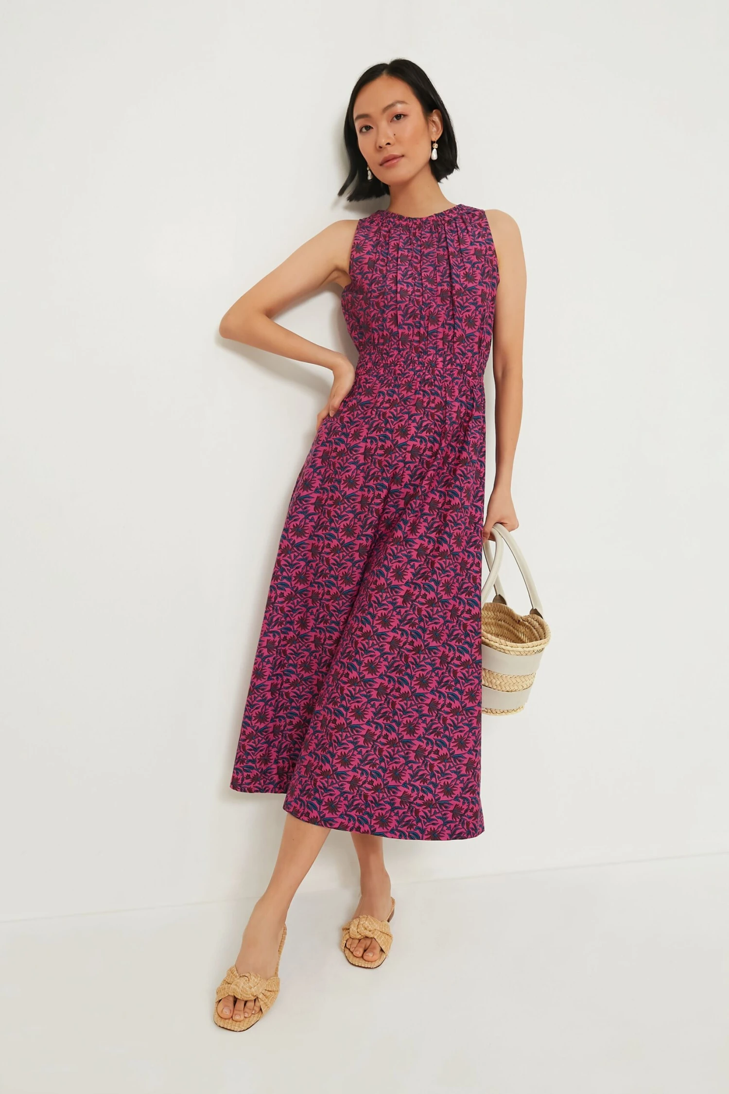 Palm Floral Fuchsia Bali Tank Dress 4 Palm Floral Fuchsia Bali Tank Dress - Image 2