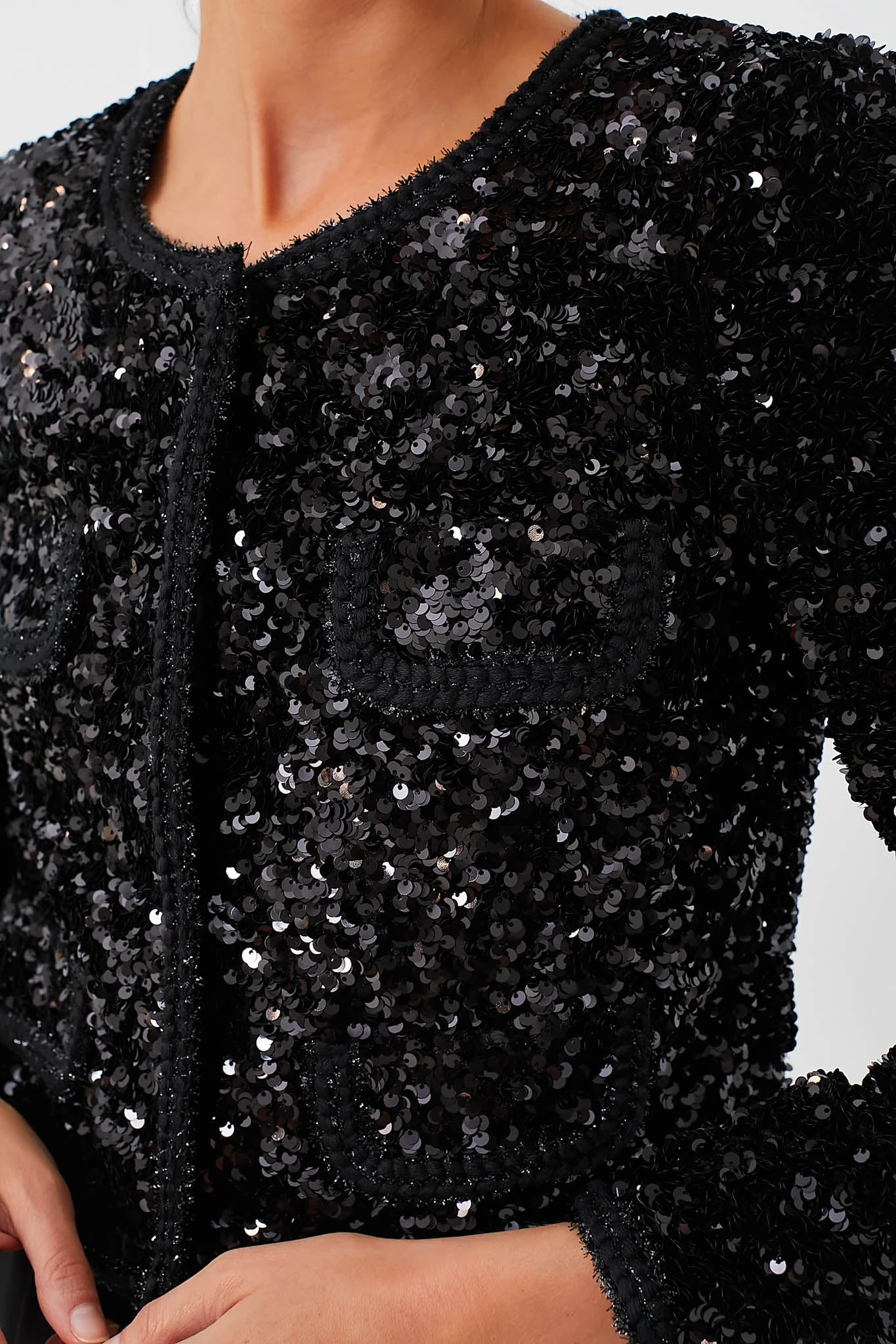 SELF PORTRAIT Black Sequin Cropped Jacket 7 SELF PORTRAIT Black Sequin Cropped Jacket - Image 5