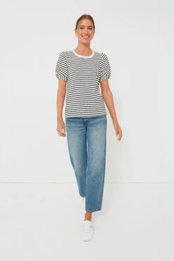 Navy Striped Vesty Puff Short Sleeve Crewneck -Loeffler Cloth Shop ekvhLpDqjUWV53QpEFjsrUv5WdYw873f 1