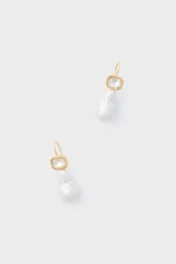 Pearl And Crystal Dangle Earrings