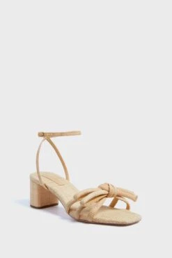 Loeffler Randall Natural Straw Mikel Mid Heel Bow Sandal