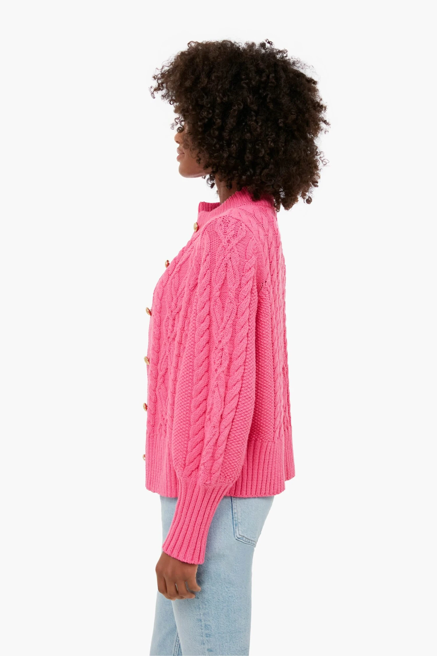 Hot Pink Cotton Colette Cardigan 5 Hot Pink Cotton Colette Cardigan - Image 3