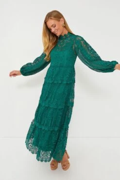Farm Rio Dark Green Guipure Long Sleeve Maxi Dress -Loeffler Cloth Shop hDHraCqb74Dt1xTXRbLgQ5QNLkn3a7Ta 1