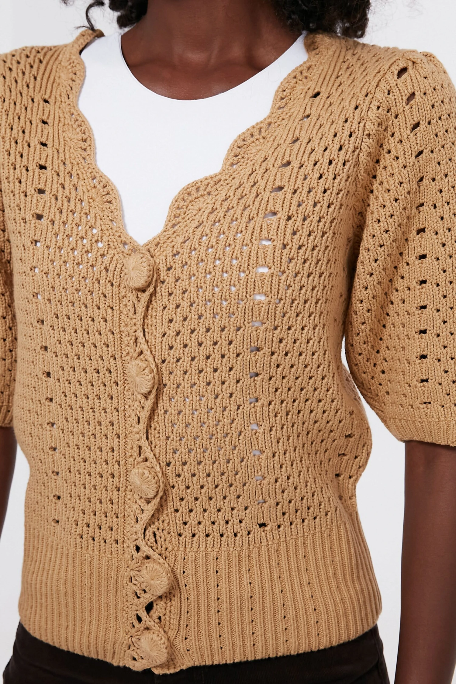 Tan Short Sleeve Alice Cardigan 7 Tan Short Sleeve Alice Cardigan - Image 5