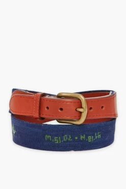 Tuckernuck Needlepoint Belt Green On Navy