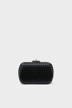 Black Evelyn Woven Clutch