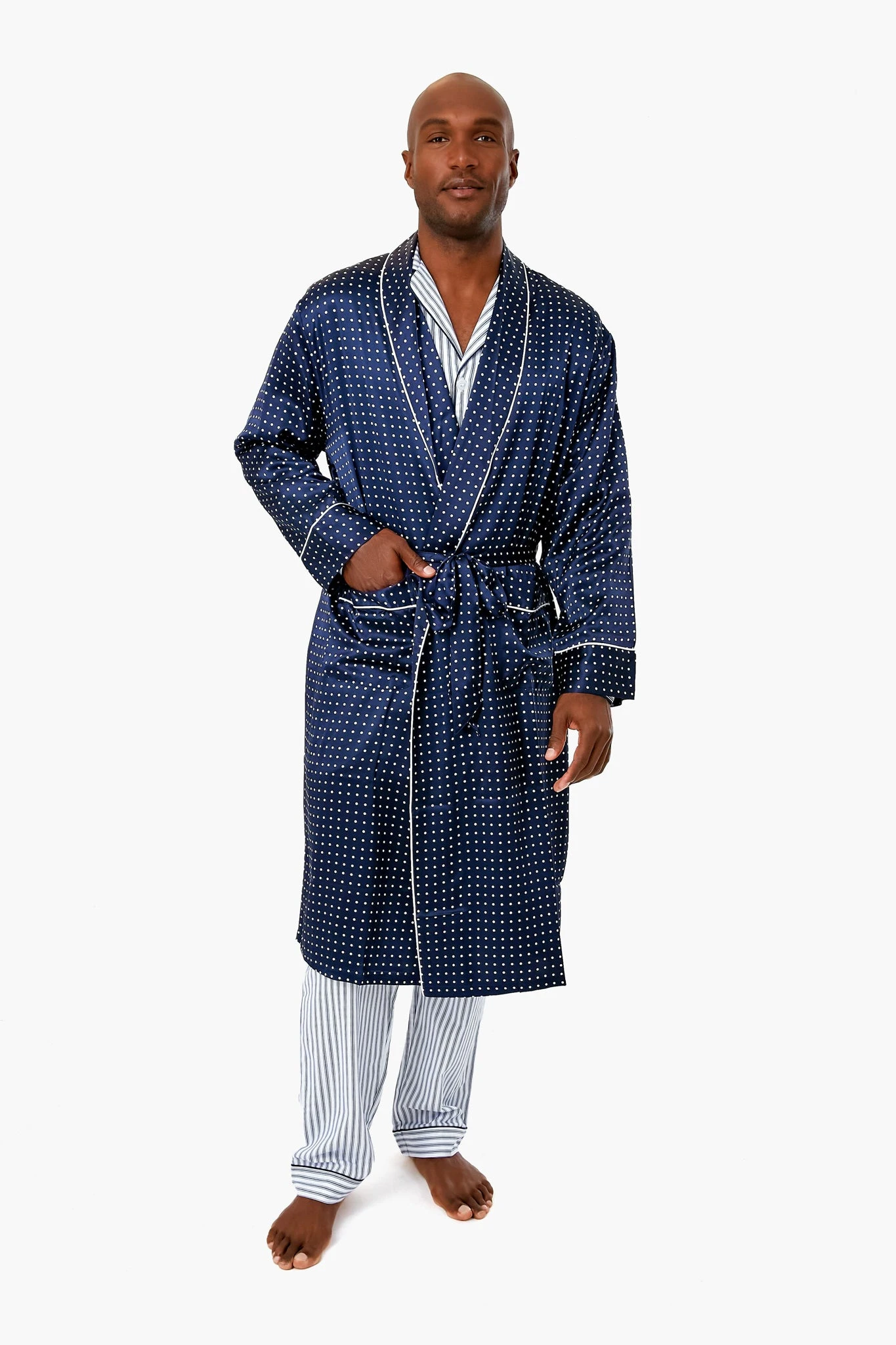 Mens Navy Silk Long Robe 3 Mens Navy Silk Long Robe