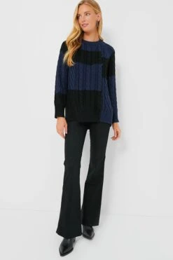 Navy And Black Color Block Cable Sweater -Loeffler Cloth Shop j5lNIjSBFNgCauaiks0gtgErz4fy5IpC 1