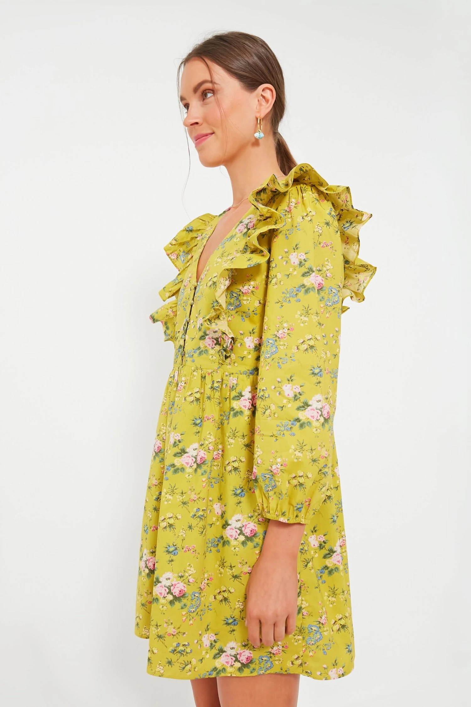 Green Floral Ruffle Reese Mini Dress 5 Green Floral Ruffle Reese Mini Dress - Image 3
