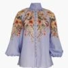 Zimmermann Blue Palm Lexi Billow Blouse