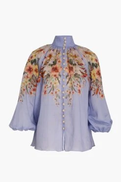 Zimmermann Blue Palm Lexi Billow Blouse