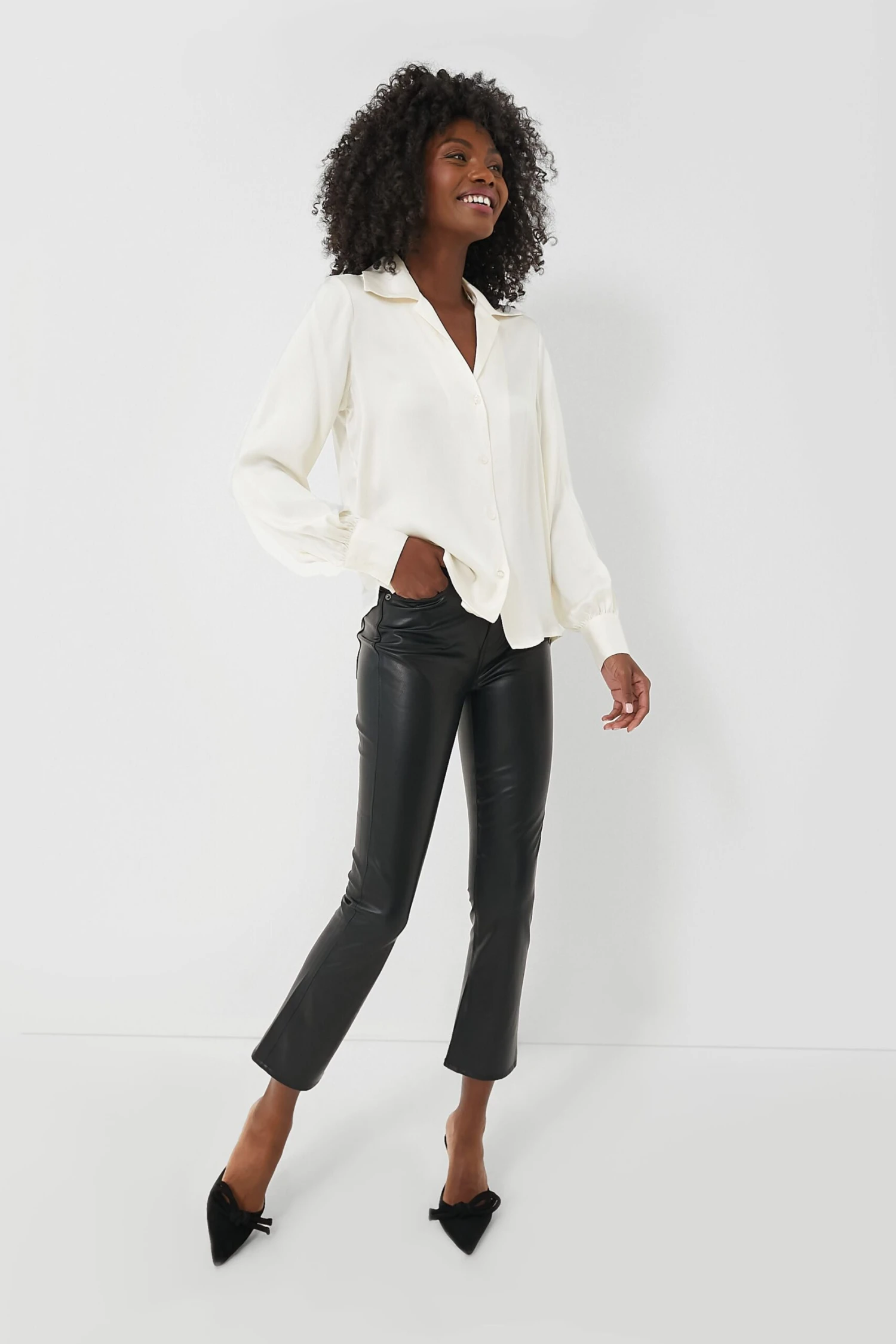 Veronica Beard Black Carly Vegan Leather Kick Flare 8 Veronica Beard Black Carly Vegan Leather Kick Flare - Image 6