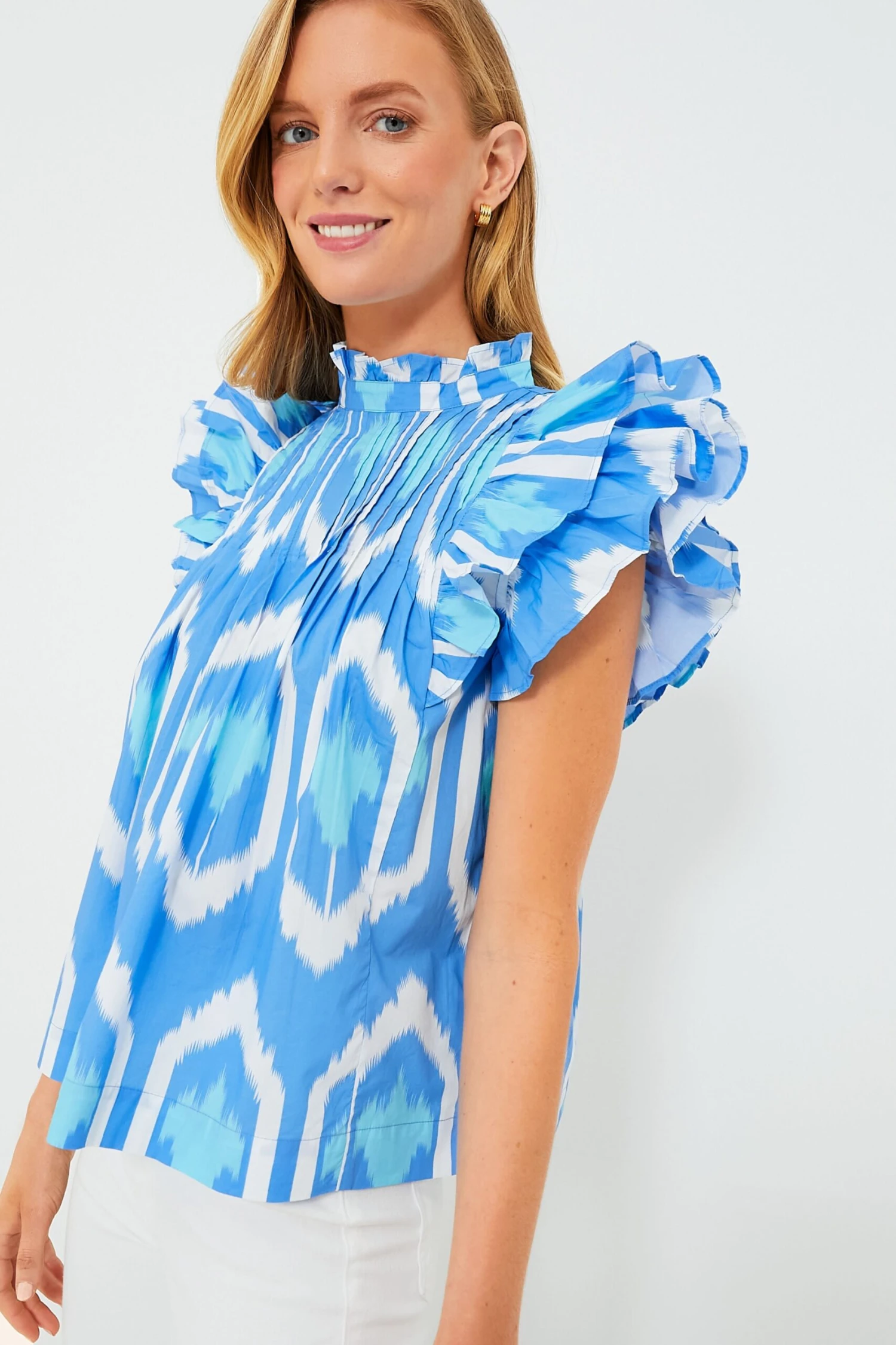 Exclusive Blue Odisha Pintuck Ruffle Blouse 5 Exclusive Blue Odisha Pintuck Ruffle Blouse - Image 3