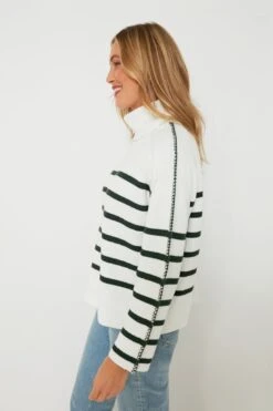 White & Forest Green Striped Emsley Turtleneck -Loeffler Cloth Shop l9g6OcWRkEjs5NGgQBjgQKYyzsdxO74Y 1