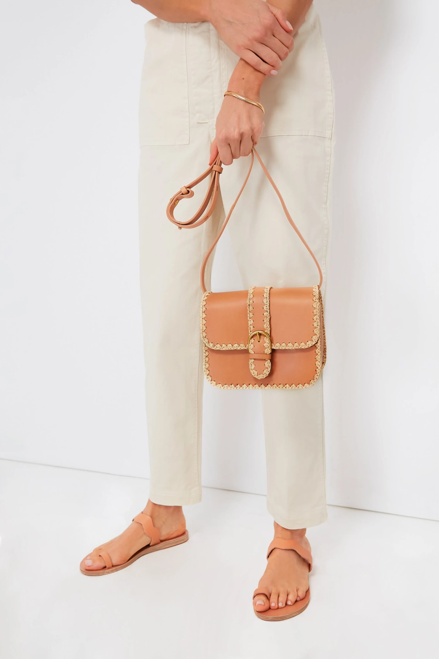 Loeffler Randall Honey Vachetta Lisel Raffia Trimmed Crossbody 7 Loeffler Randall Honey Vachetta Lisel Raffia Trimmed Crossbody - Image 5
