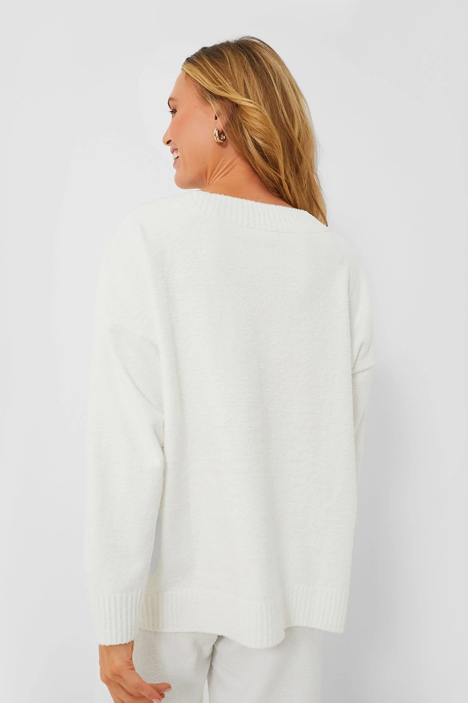 Eberjey Ivory Recycled Boucle V-Neck Top 6 Eberjey Ivory Recycled Boucle V-Neck Top - Image 4