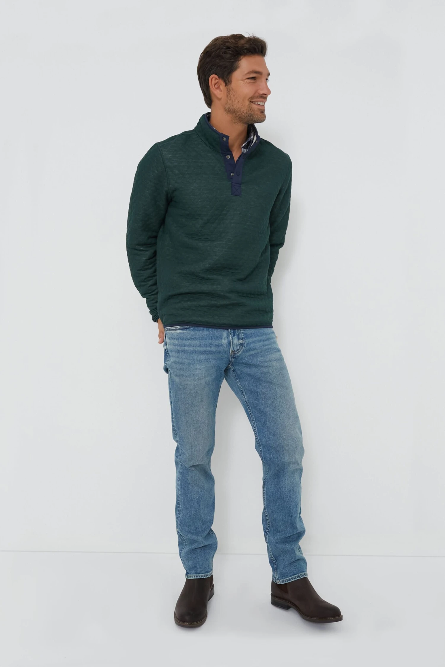 Marine Layer Green Oat Heather Corbet Reversible Pullover 4 Marine Layer Green Oat Heather Corbet Reversible Pullover - Image 2
