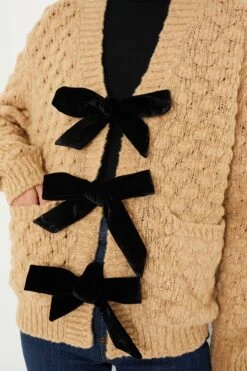 Camel Teresa Bow Tie Long Sleeve Cardigan -Loeffler Cloth Shop pJcIWE8L2CFKWsavMd2JuO25usjIIaM9 1