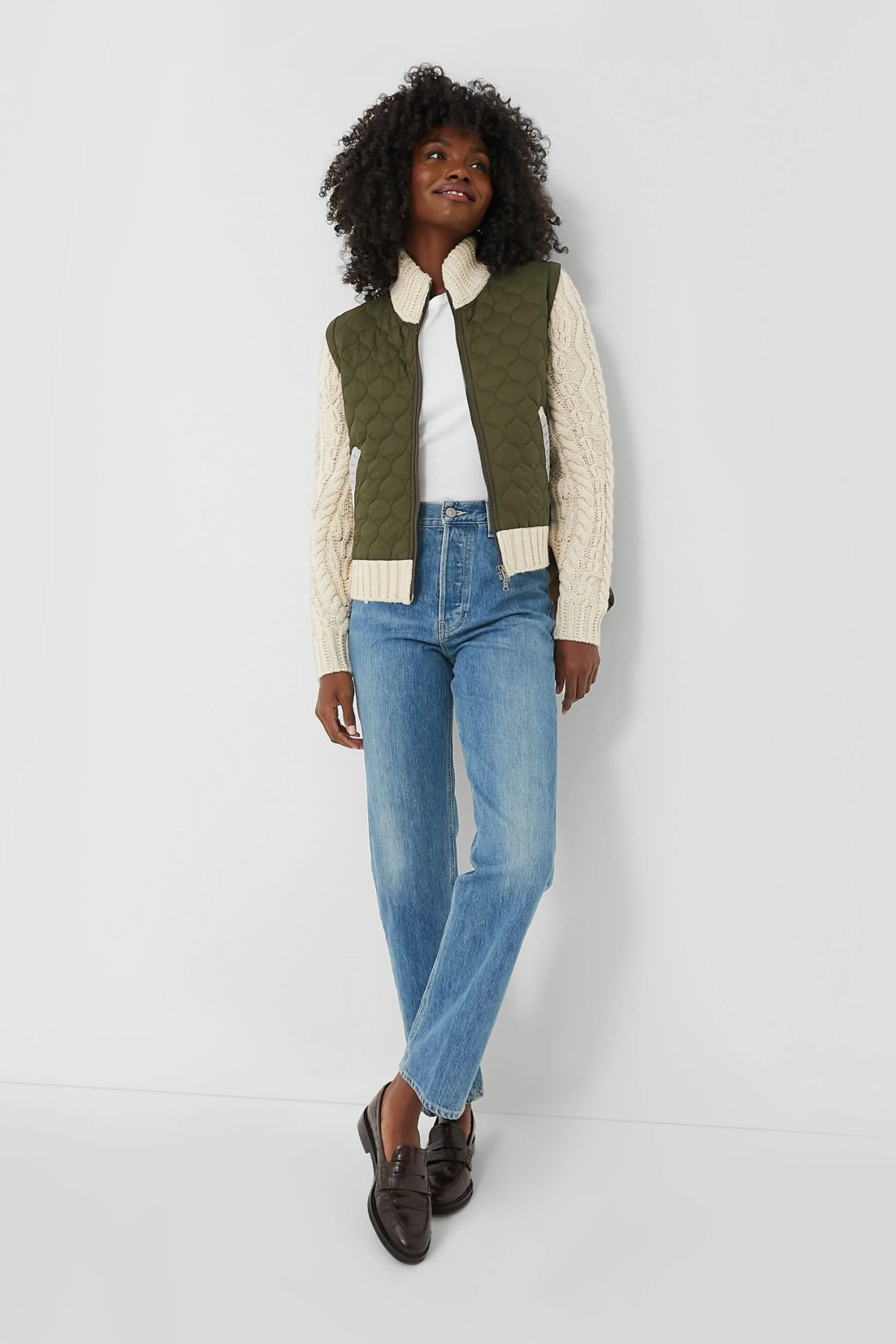 Veronica Beard Army And Oatmeal Patra Mixed Media Jacket 9 Veronica Beard Army And Oatmeal Patra Mixed Media Jacket - Image 7