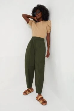 Ganni Kombu Green Cotton Crepe Elasticated Curve Pants -Loeffler Cloth Shop pKCjWf9llC95GU9n9z8XMP8ciQsvSW47 1