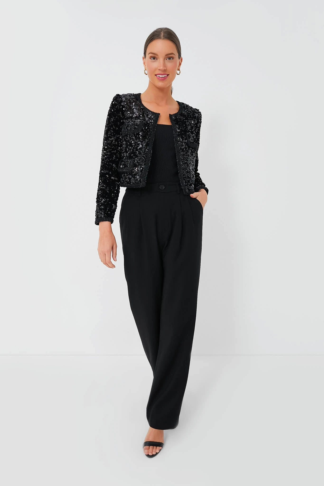 SELF PORTRAIT Black Sequin Cropped Jacket 4 SELF PORTRAIT Black Sequin Cropped Jacket - Image 2