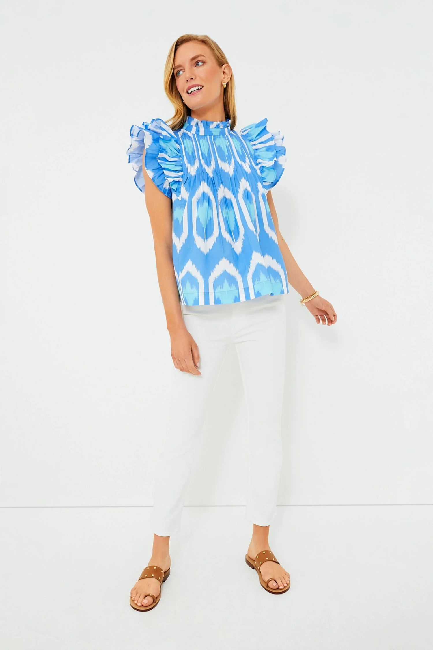 Exclusive Blue Odisha Pintuck Ruffle Blouse 4 Exclusive Blue Odisha Pintuck Ruffle Blouse - Image 2