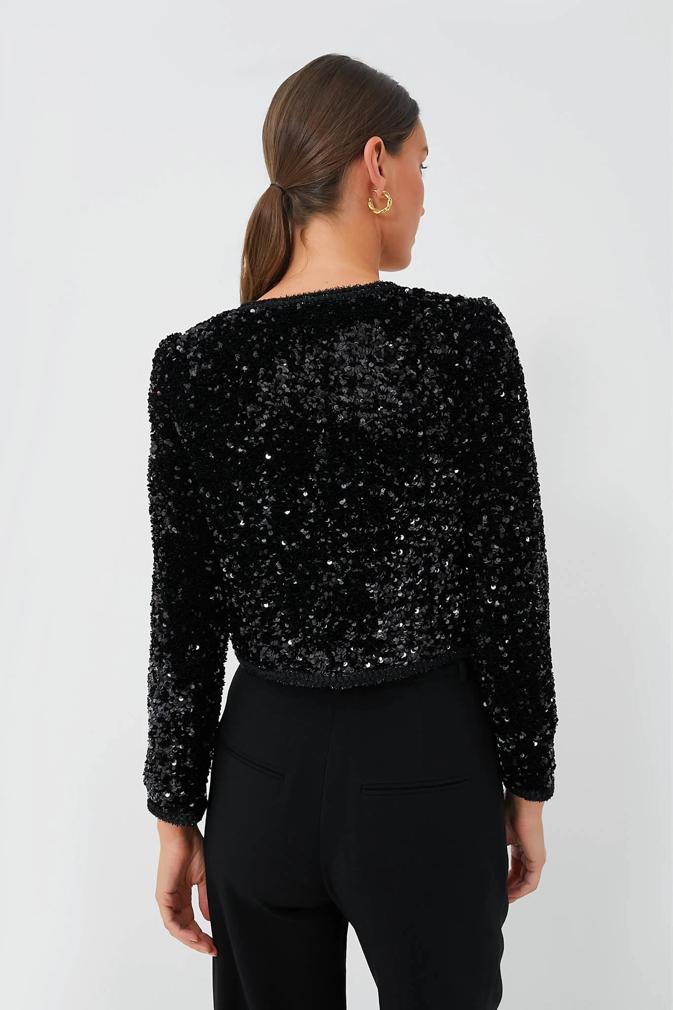 SELF PORTRAIT Black Sequin Cropped Jacket 6 SELF PORTRAIT Black Sequin Cropped Jacket - Image 4