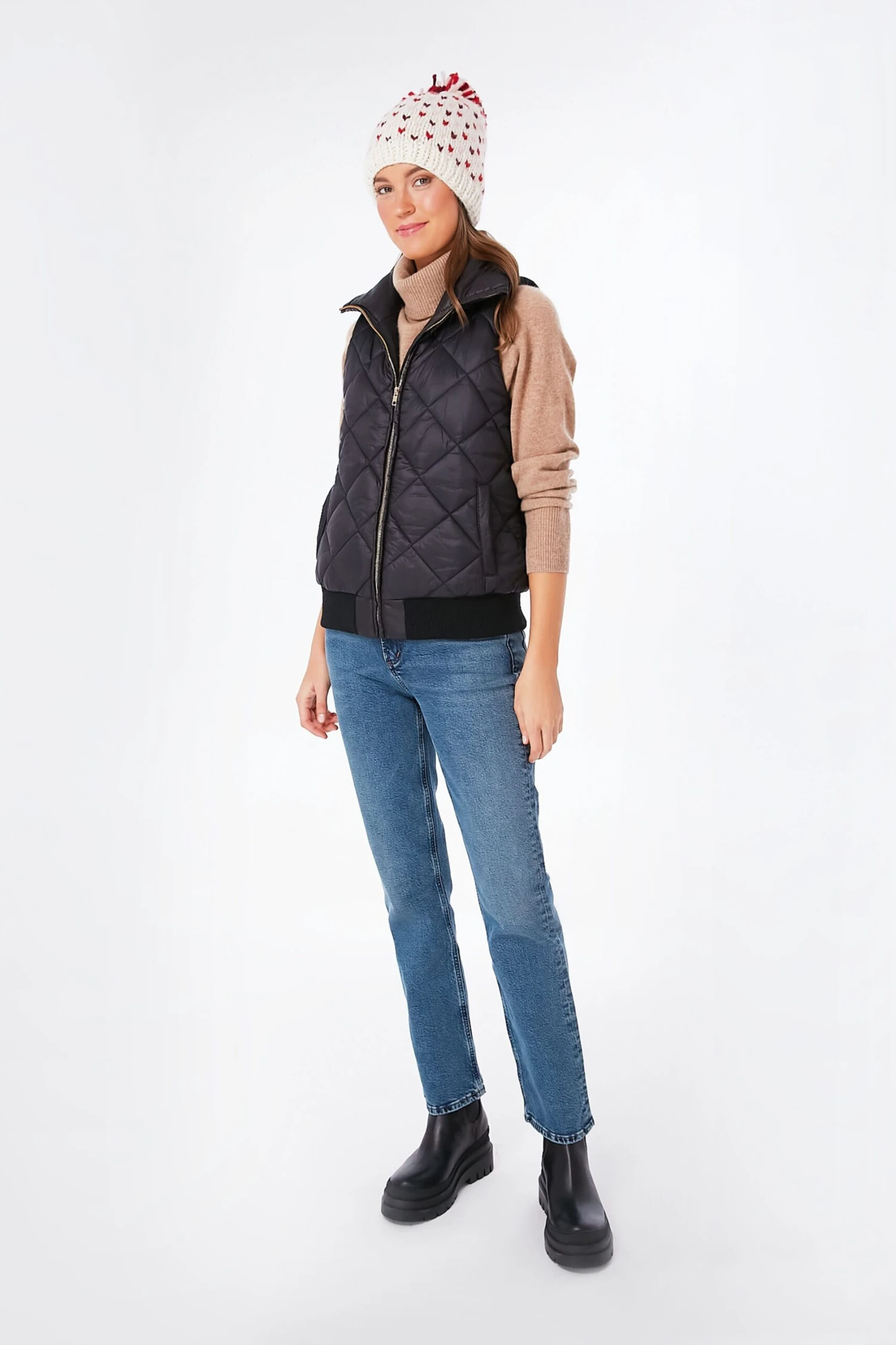 Lollipop Red Hand Knitted Multi Mini Heart Pompom Hat 5 Lollipop Red Hand Knitted Multi Mini Heart Pompom Hat - Image 3