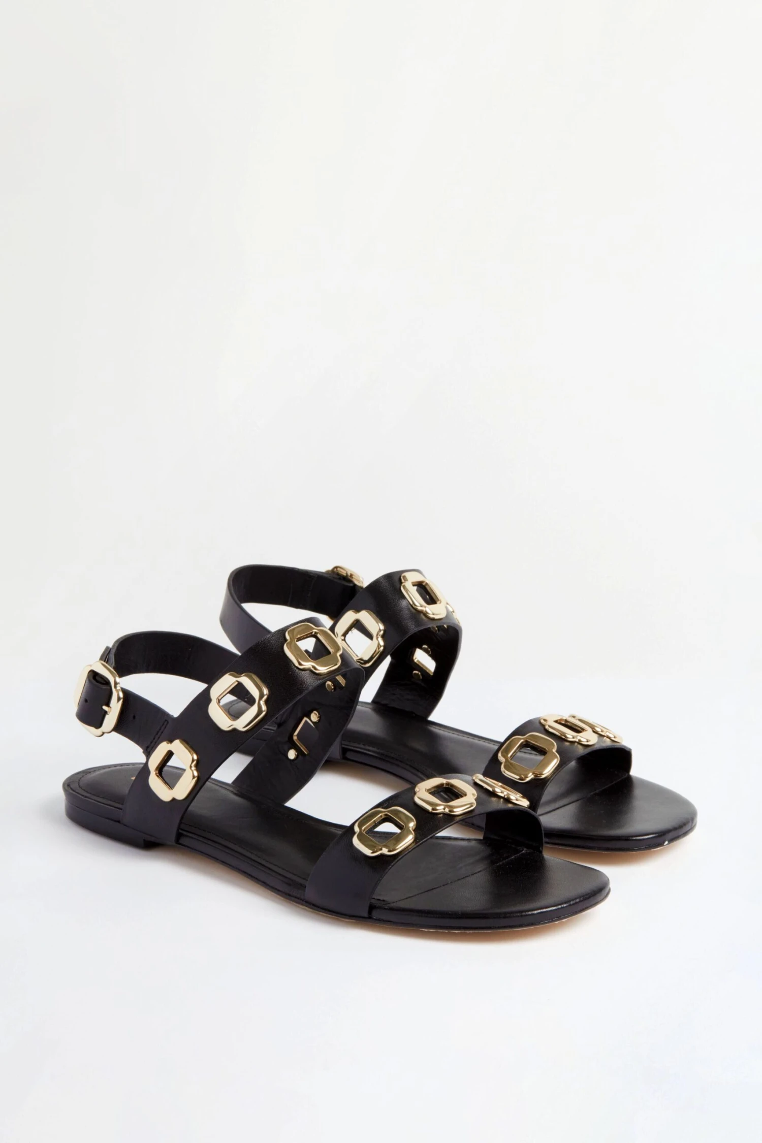 Black Leather Milan Flat Sandals 6 Black Leather Milan Flat Sandals - Image 4