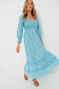 Exclusive Ocean Ditsy Isabel V Neck Dress -Loeffler Cloth Shop sk0bUhLX4mm1C8N6UcJtHK3D98YQj5Ki 1