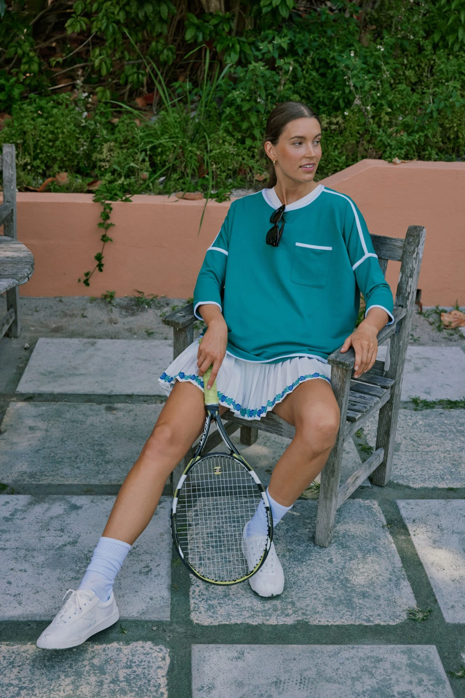 Green And White Terry Farah Pullover 4 Green And White Terry Farah Pullover - Image 2