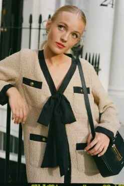 Tan Coco Tweed Bow Dress -Loeffler Cloth Shop suUQqs3k2Gu16ZJElTe5Djp6eRNJ5NYs 1