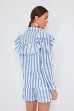 Blue And Cream Scallop Stripe Charlotte Shirt -Loeffler Cloth Shop t5D3SA0tQbflxfacmCeU7RmEtrudE67p 1