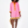 Peony Pink And Tangerine Collier Dress