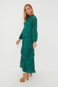 Farm Rio Dark Green Guipure Long Sleeve Maxi Dress -Loeffler Cloth Shop ttnVjwWiKqxSHR1Cv11o6wZlgV8cv5Vt 1