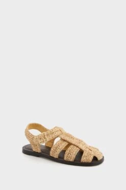 Loeffler Randall Natural Crochet On Dark Brown Sawyer Sandals