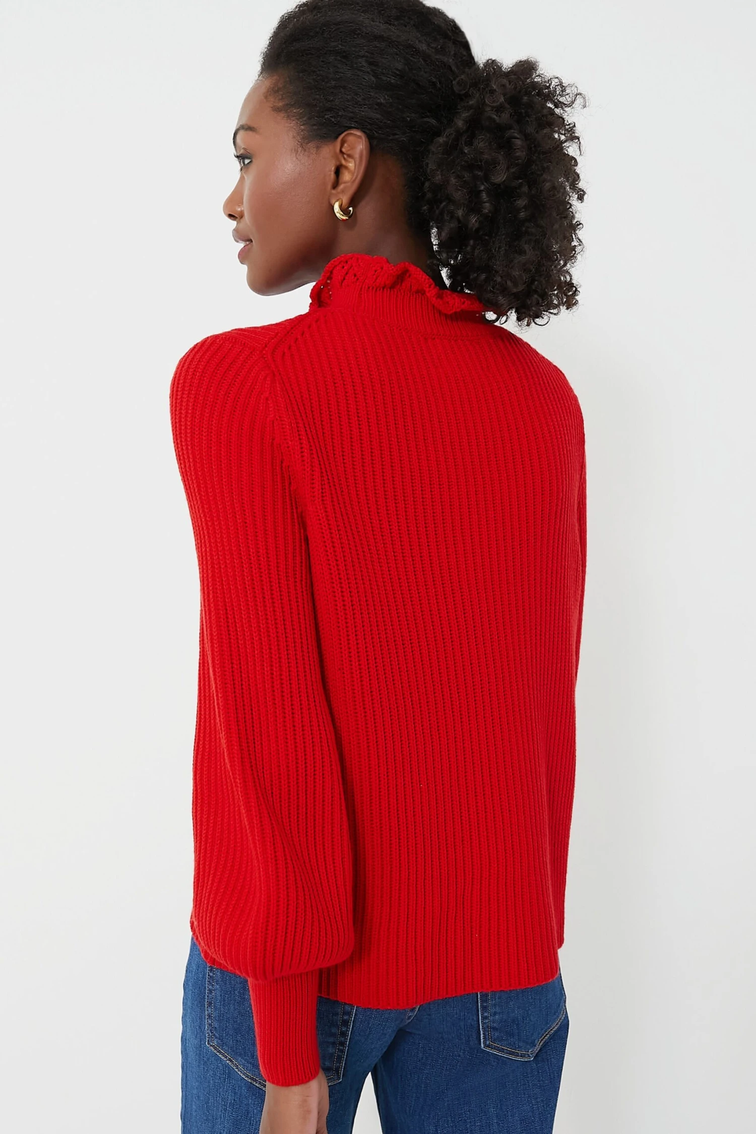 Red Ruffle Neck Delphine Sweater 6 Red Ruffle Neck Delphine Sweater - Image 4
