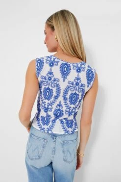 White And Blue Angelica Blouse -Loeffler Cloth Shop vCoYYc9Hj3p3oCz7j5zvGTV01z3xPC3x 1