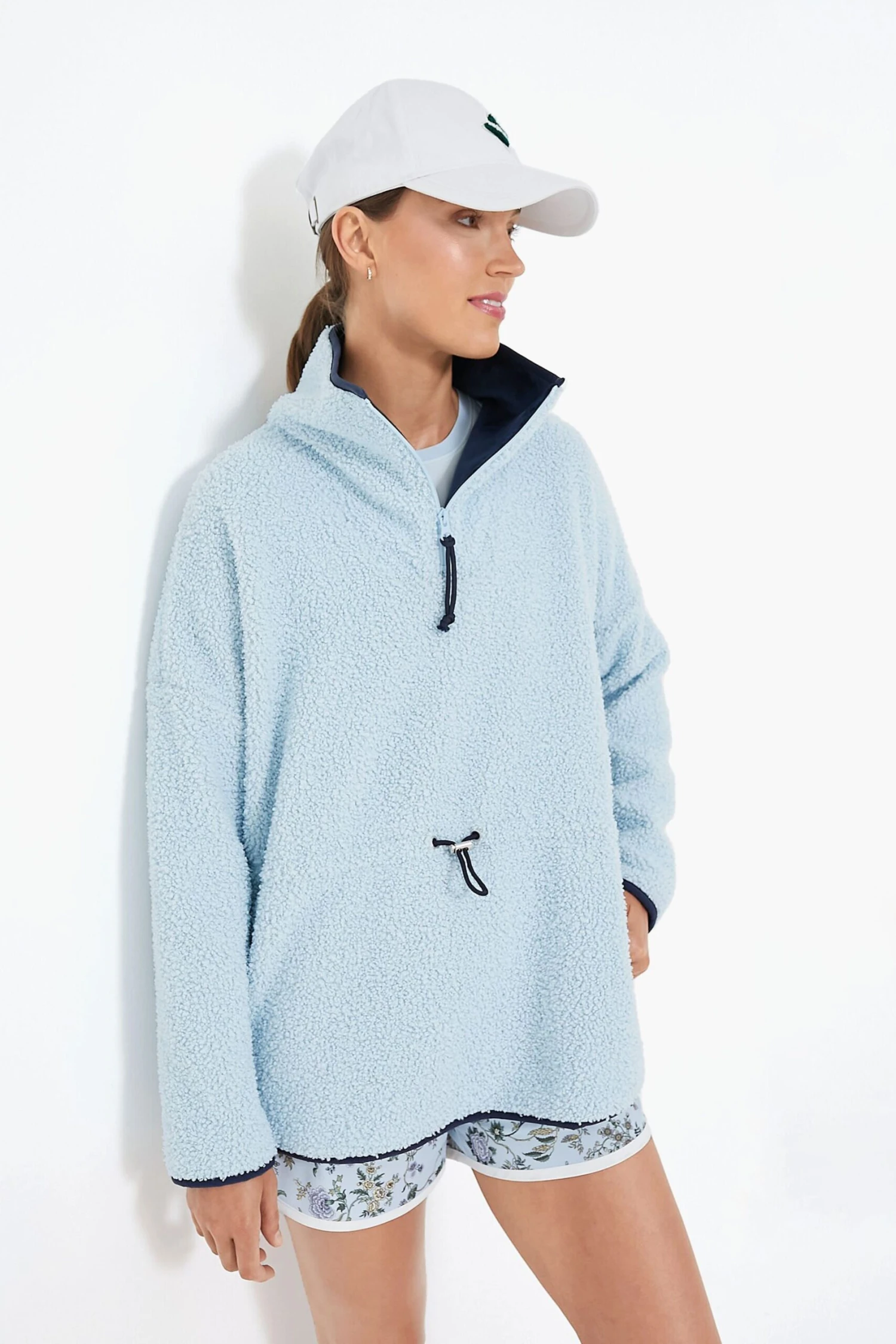 Light Blue Cinched Teddy Natalie Quarter Zip 3 Light Blue Cinched Teddy Natalie Quarter Zip
