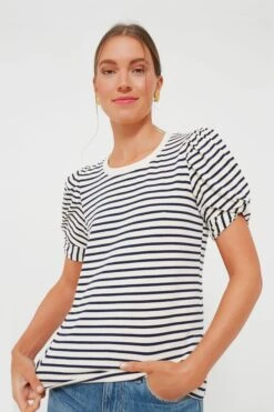 Navy Striped Vesty Puff Short Sleeve Crewneck -Loeffler Cloth Shop ve4r5Nxrso8huHlMR8dNoaPyXRkhtqqV 1