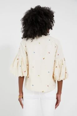 Tan Embroidered Blooms Blouse -Loeffler Cloth Shop x94TEe6hvAGqUYalzjSdJ7BKi8XrKemt 1