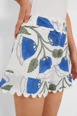 White And Klein Blue High Waist Shorts With Bellflower Block Print -Loeffler Cloth Shop yEmNYRAtIQXHp056lV3vnlzOKOliUsgt 1