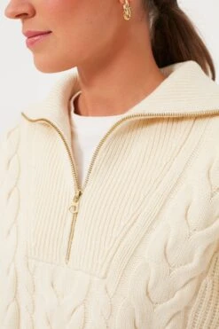 Varley Winter White Daria Half Zip Cable Knit -Loeffler Cloth Shop ywJbTDPCUDestPKYpsAnRpYqApzyBp3W 1